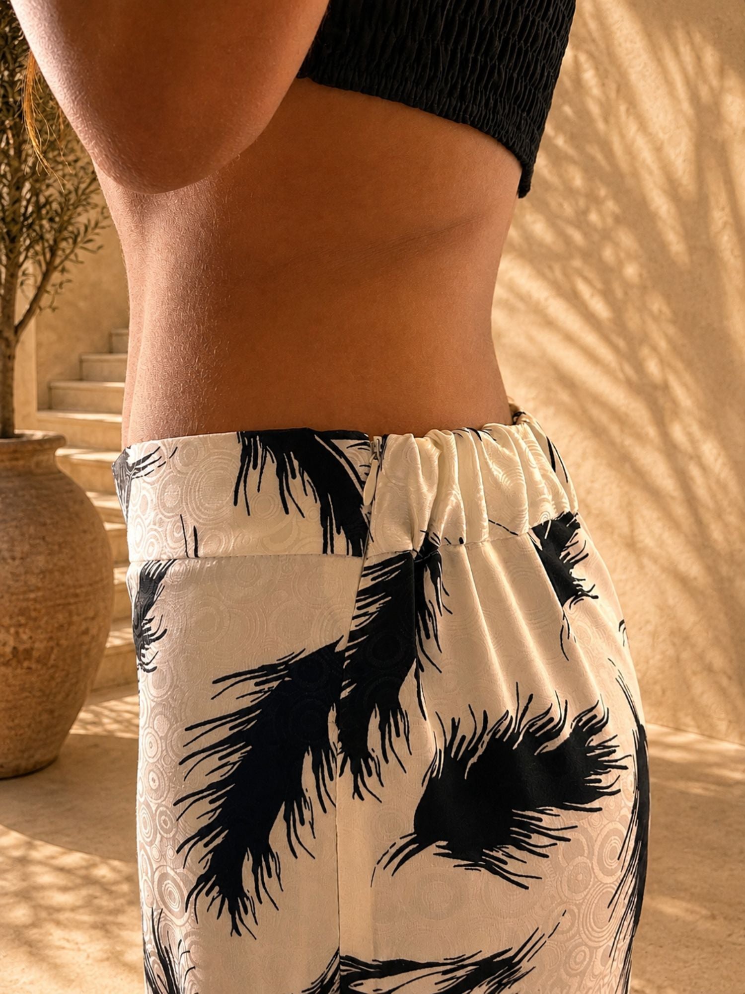 PALMA Pant – Palm Monochrome Print