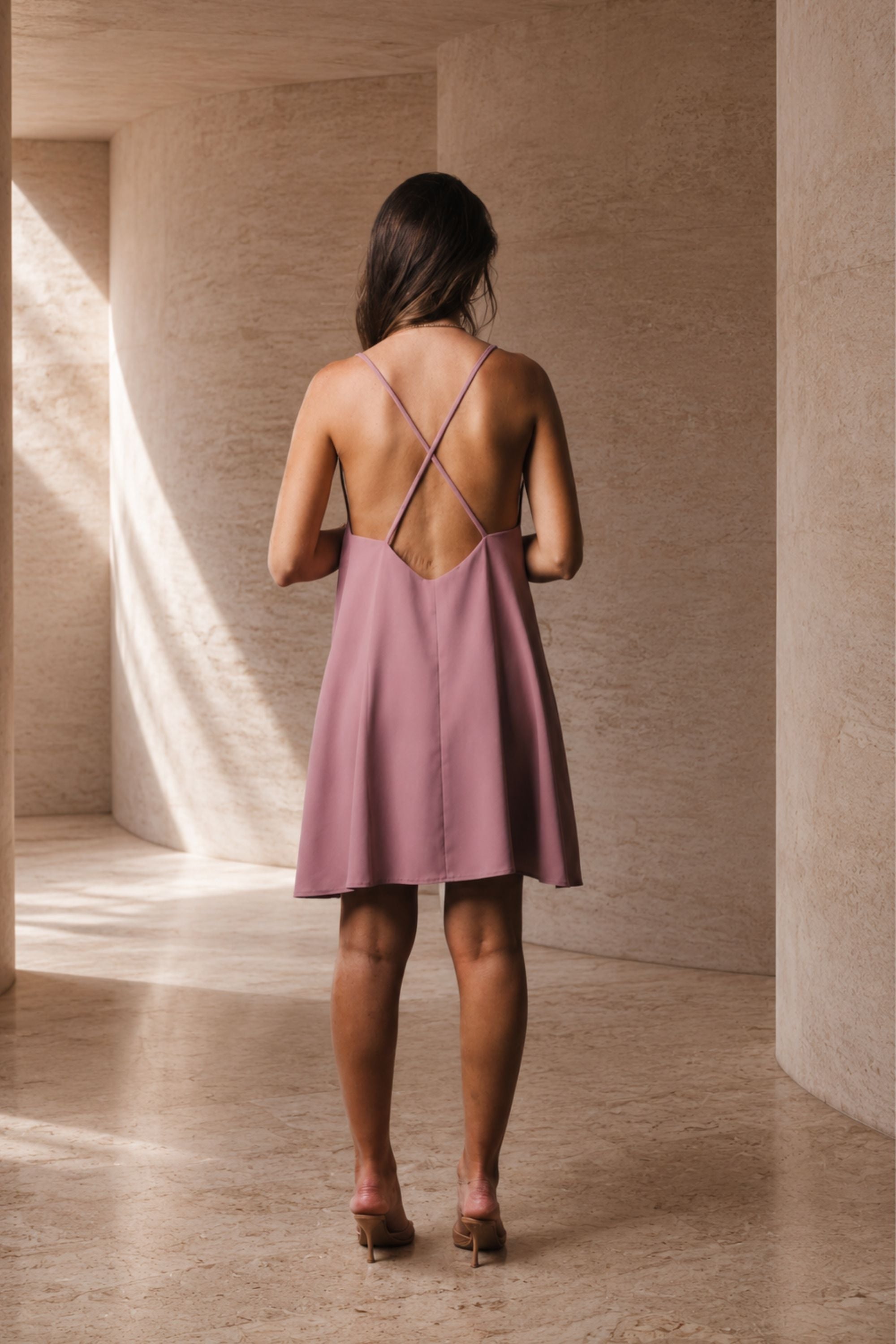 The SIRENA Silk Mini Dress – Mauve