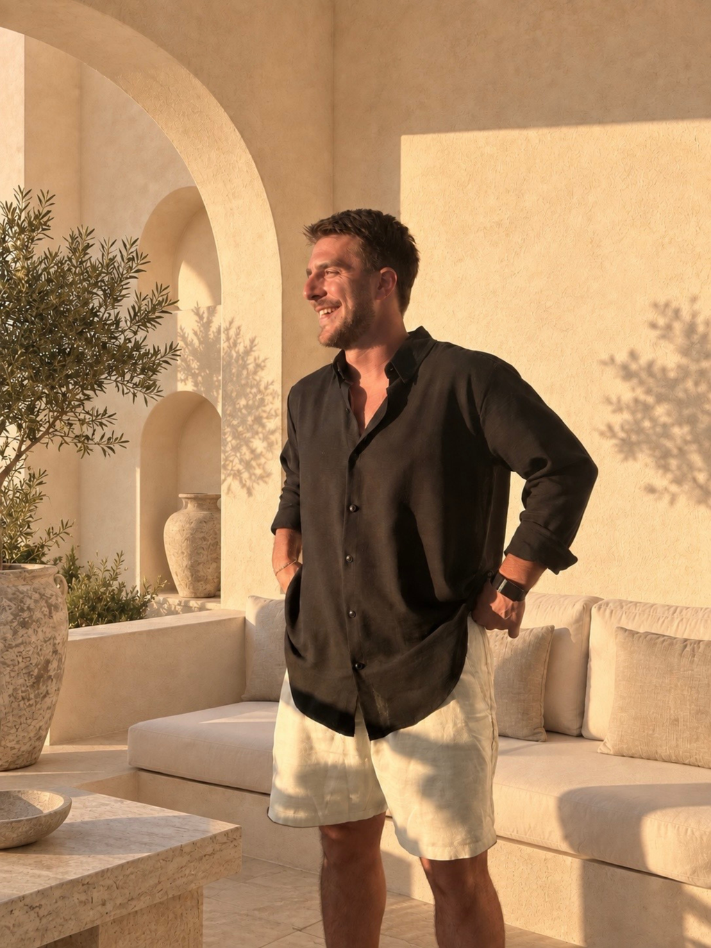 NOIR Chemise — Black Linen
