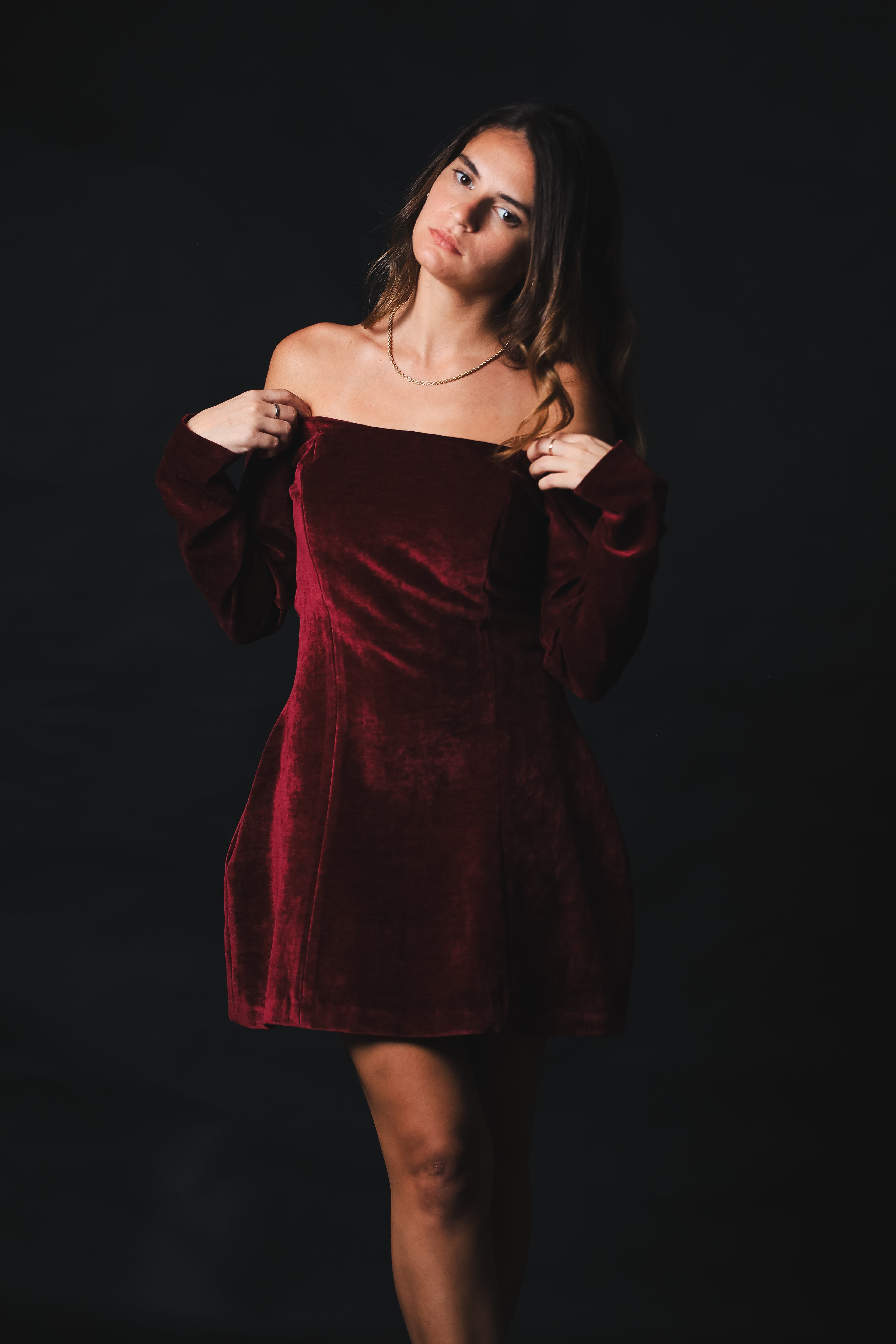 Velora — Burgundy Velvet Dress