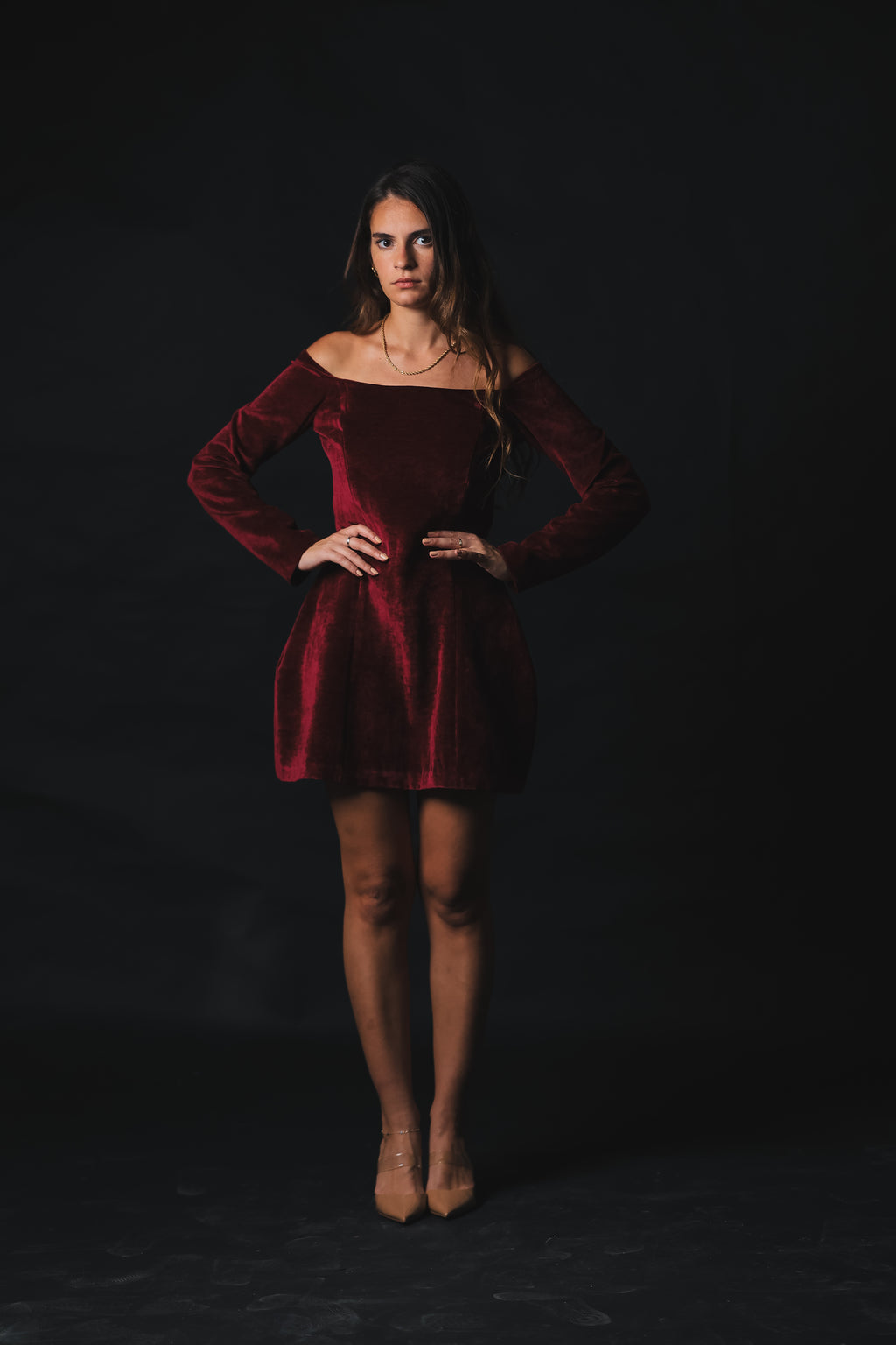 Velora — Burgundy Velvet Dress