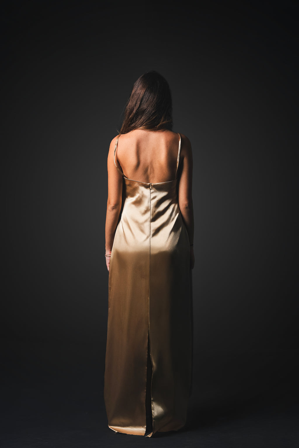 Solace — Gold Silk Dress