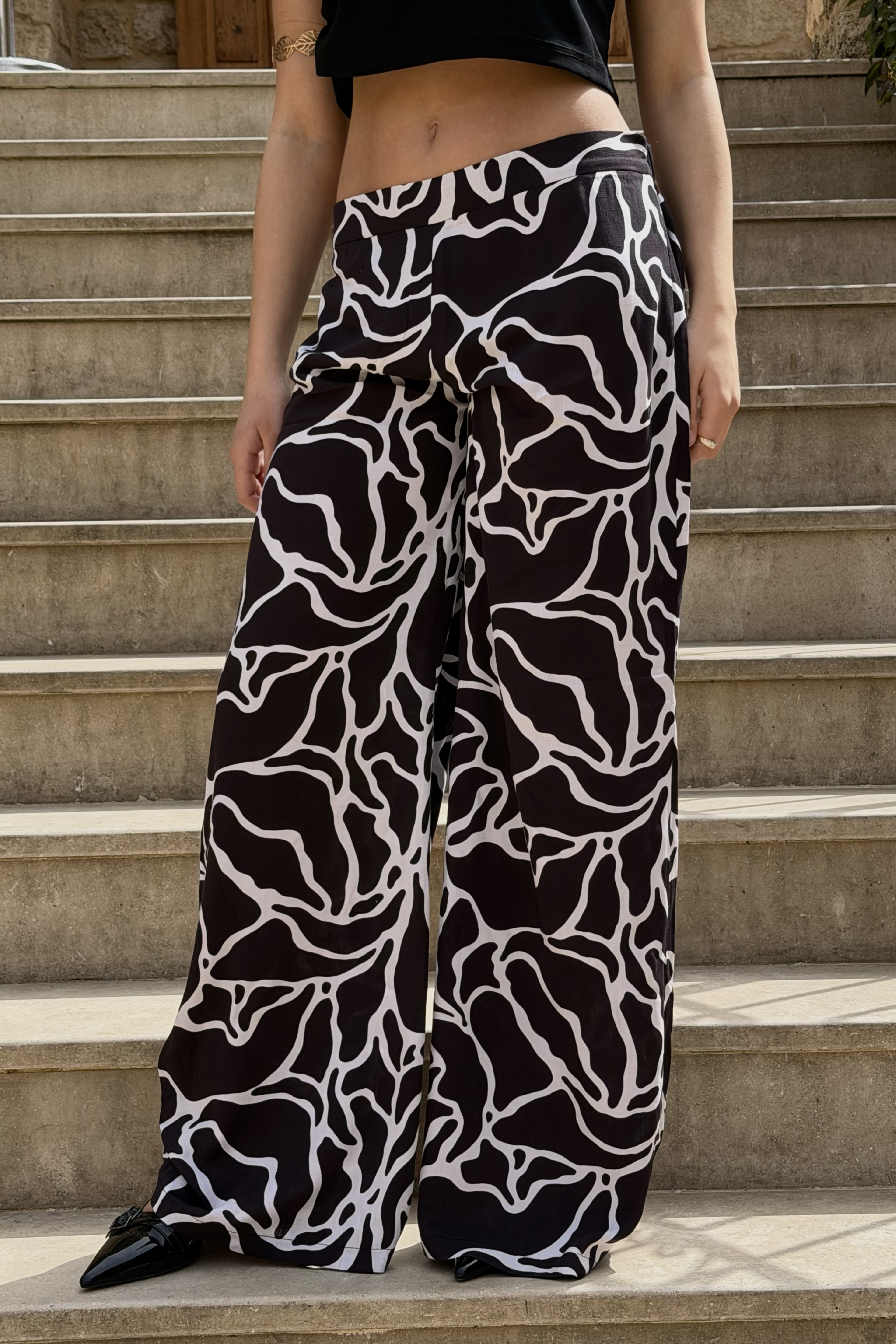 NOIR Pant – Abstract Monochrome Print