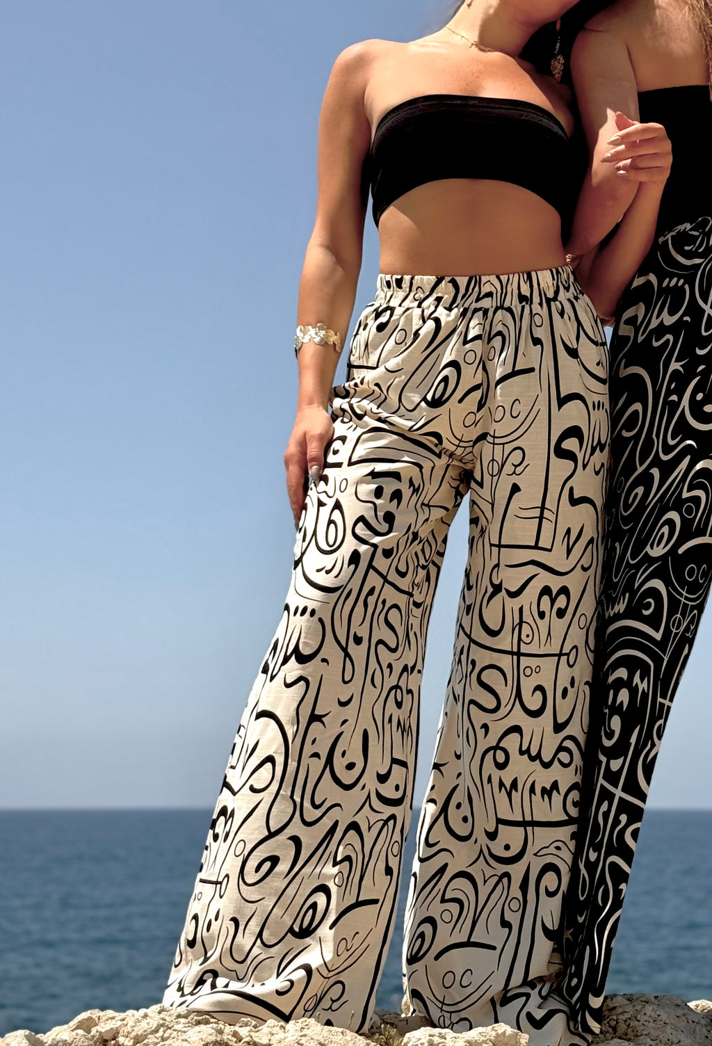 Script — White Printed Pants